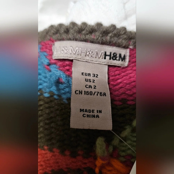 H&M Wool/mohair cardigan sweater with colorful patchwork.Circa 2009. Size 2 NWT - Picture 2 of 11